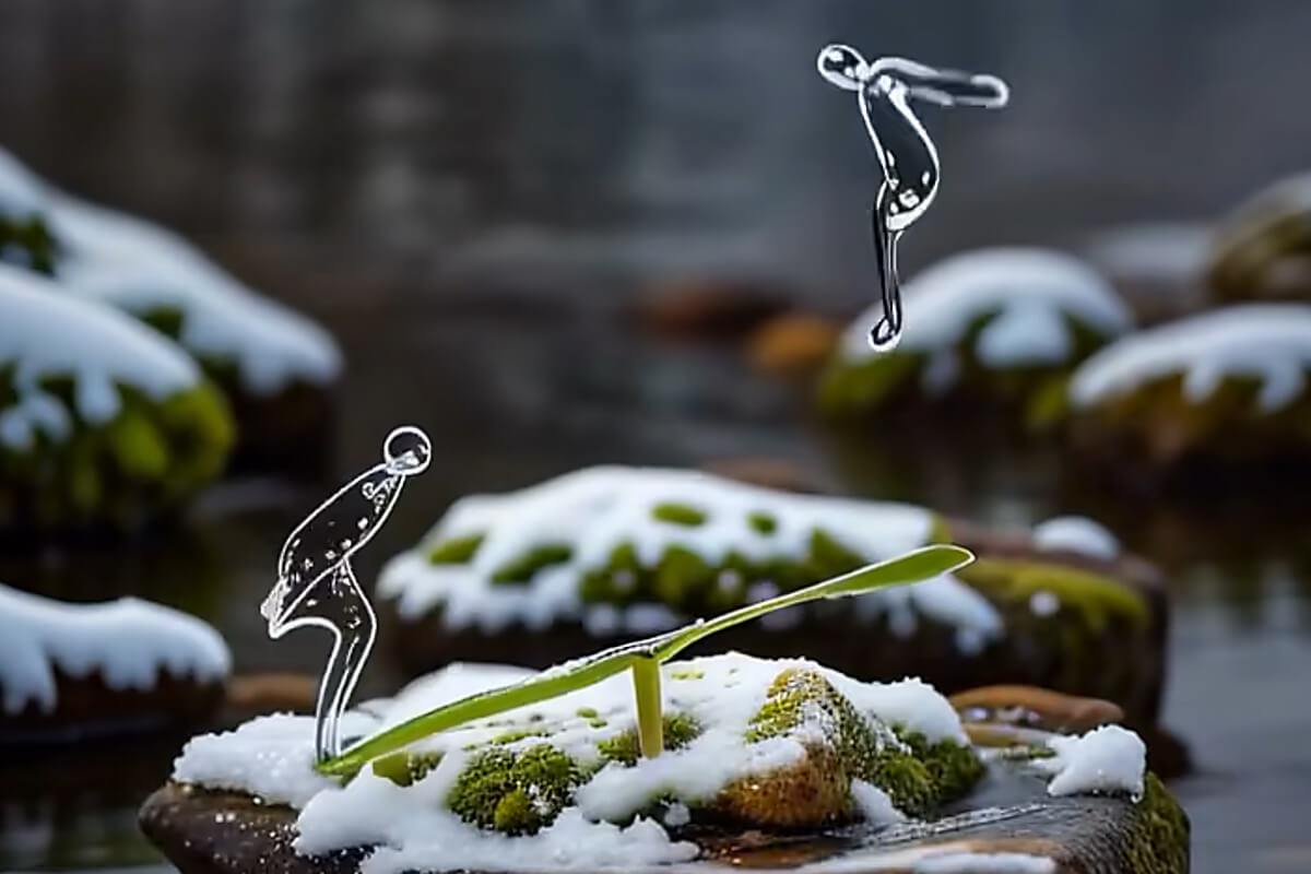 ART-droplets in humanoid form jumping